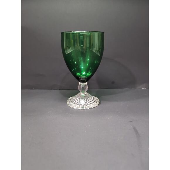 Anchor Hocking Forest Green Goblet, Bubble‎ Base, Depression Glass, Water Goblet - Picture 1 of 9